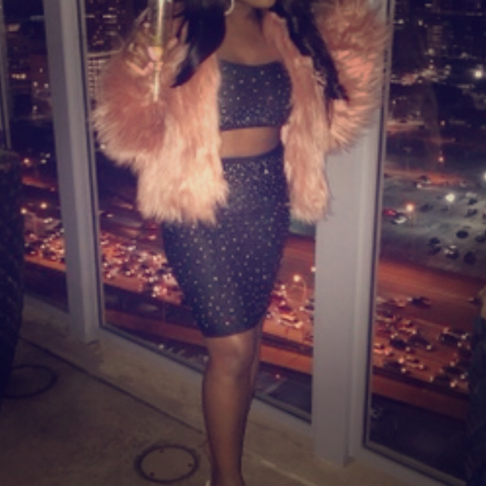 2 piece black embellished set